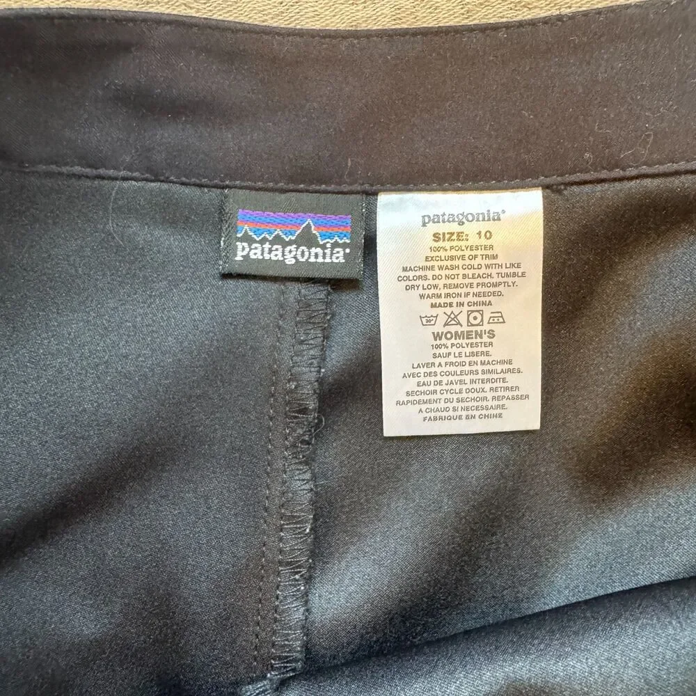 Patagonia Duway Black Activewear Skort Size 10 Zip Pocket Mini Golf